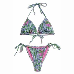 Liberty & Justice Tropical Leaf Triangle Tie Bikini Set